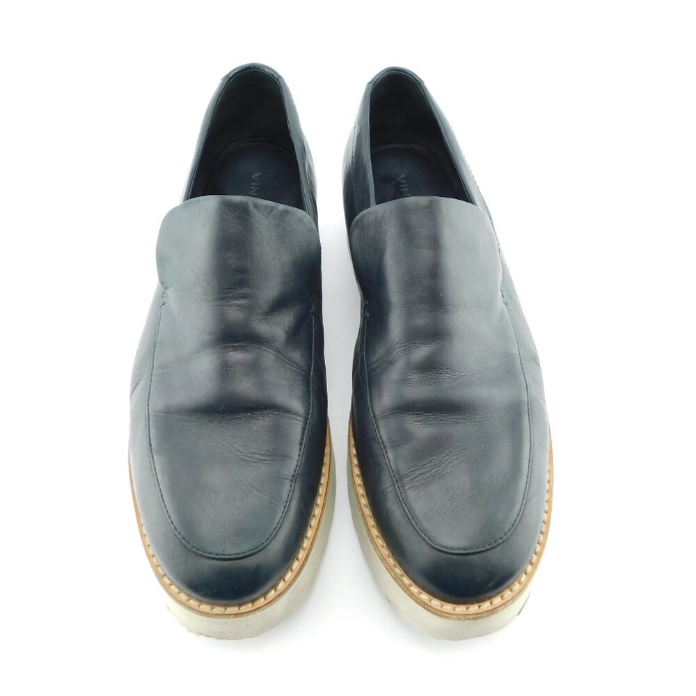 VINCE Black Leather Slip-on Platform Loafers 9.5